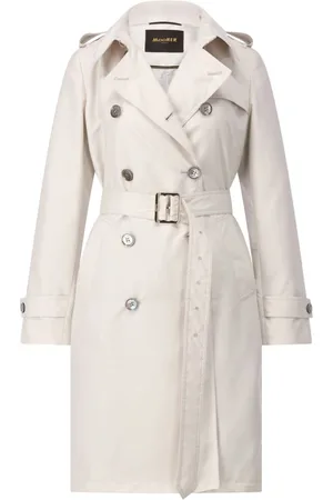 MOORER Frakke, Dame, Hvid, 2XL, Uld, Klassisk Trenchcoat med dobbeltradet design