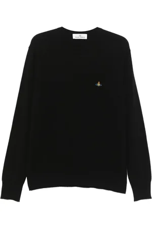 Vivienne Westwood Strik, Herre, Sort, S, Sort Signatur Orb Logo Broderi Sweater