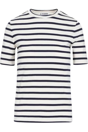 Jil Sander Top, Dame, Hvid, XS, Bomuld, Hvid Stribet Bomulds T-shirt