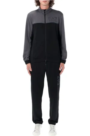 EA7 Sport, Herre, Sort, S, Polyester, Sort Strikvarer Logo Tracksuit Aw24