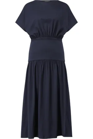 Fabiana Filippi Kjole, Dame, Blå, M, Uld, Elegant Kjole med Bred Talje
