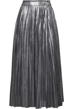 Max Mara Nederdel, Dame, Grå, L, Bomuld, Asymmetrisk Ribbet Talje Nederdel