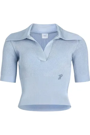 Patou Strik, Dame, Blå, L, Broderet Logo V-Hals Polo Skjorte