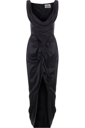 Vivienne Westwood Kjole, Dame, Sort, L, Sort Draperet Cowl Neck Kjole