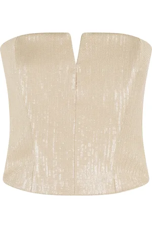FEDERICA TOSI Top, Dame, , 2XS, Raffia Paillet Bustier Top