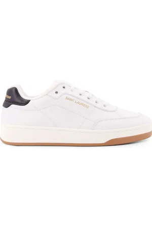 Saint Laurent Sko, Herre, Hvid, 41 1/2 EU, Læder, Logo Print Læder Sneakers