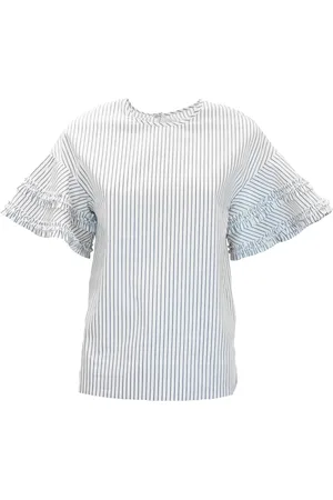 Victoria Beckham Bluser & Skjorter, Dame, Hvid, S, Hvid Ruffle Top Bluse Skjorte