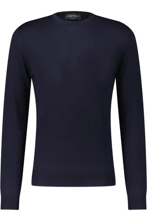 ZANIERI Strik, Herre, Blå, 3XL, Kashmir Pullover, Rund Hals, Italiensk Fremstillet