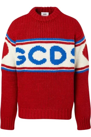 GCDS Strik, Herre, Rød, S, Uld, Stilfuld Sweater
