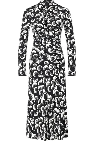 Diane von Furstenberg Kjole, Dame, Sort, XL, Uld, Emanuelle Midi Kjole med Abstrakt Mønster