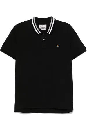 Vivienne Westwood Top, Herre, Sort, 2XL, Sort knap-front skjorte med Orb-logo