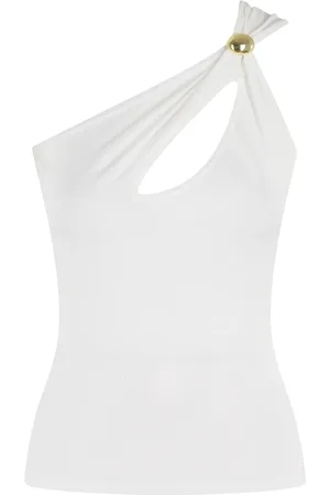 FEDERICA TOSI Top, Dame, Hvid, S, Uld, Én-skulder Viskose Stretch Juvel Top
