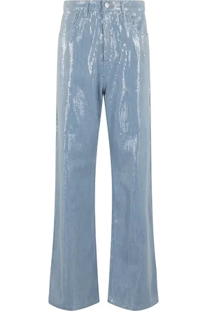 FEDERICA TOSI Jeans, Dame, Blå, W25, Uld, Denim Pailletter Moderne Stilfuldt Tøj