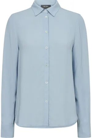Mos Mosh Bluser & Skjorter, Dame, Blå, XL, Feminin Skjorte med Krave og Knapper