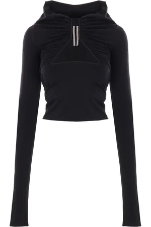Rick Owens Top, Dame, Sort, XS, Uld, Sort Cut-Out Langærmet Jersey Top