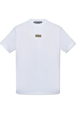 VERSACE Top, Herre, Hvid, 2XL, Bomuld, T-shirt med logo