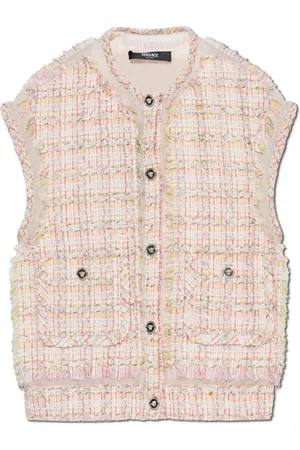 VERSACE Jakke, Dame, Lyserød, S, Tweed, Tweed Vest