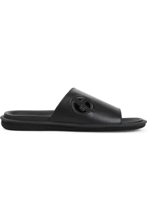 Giorgio Armani Sko, Herre, Sort, 44 EU, Læder, Nero Slide Sandaler