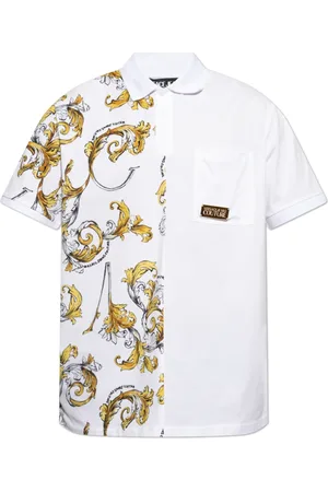 VERSACE Top, Herre, Hvid, XS, Bomuld, Polo med mønster