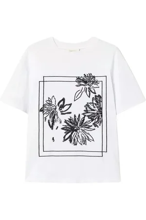 Twin-Set Top, Dame, Hvid, M, Paillet Broderet T-shirt