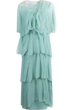 Alberta Ferretti Kjole, Dame, Grøn, S, Uld, Multifarvet Kjole til Stilfuldt Look