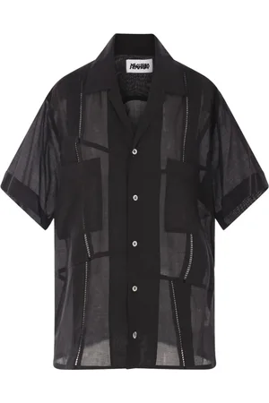 MAGLIANO Skjorte, Herre, Sort, M, Bomuld, Sort bomuld Guayabera skjorte med plisserede detaljer