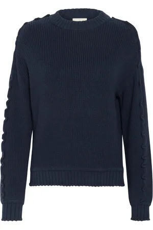 Kaffe Strik, Dame, Blå, S, Bomuld, Midnight Marine Strik Pullover Sweater