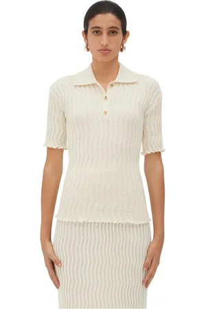 Bottega Veneta Top, Dame, Hvid, XS, Uld, Hvid Uld Button-Up Skjorte