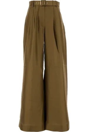 ZIMMERMANN Bukser, Dame, Grøn, L, Satin, Satin Crush Wide-Leg Pant