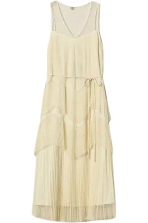 Twin-Set Kjole, Dame, , S, Tyl, Lang Tylkjole med Blonder Detaljer