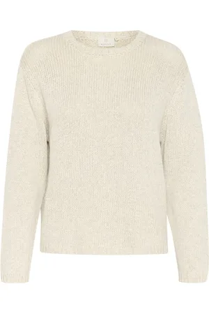 Kaffe Strik, Dame, , M, Uld, Enkel Strik Pullover Sweater Duegrå Melange