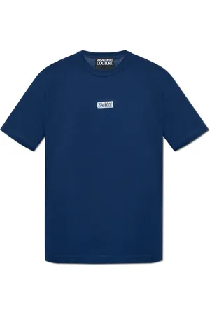 VERSACE Top, Herre, Blå, S, Bomuld, T-shirt med logo