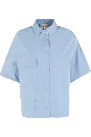 SEMICOUTURE Bluser & Skjorter, Dame, Blå, XS, Elegant Blomst Kjole