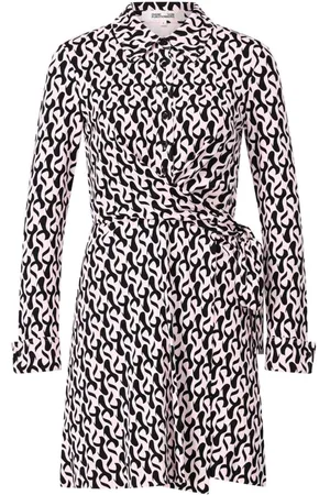 Diane von Furstenberg Kjole, Dame, Lyserød, XL, Uld, Elegant Wrap Kjole med Abstrakt Mønster