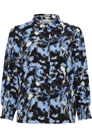 Kaffe Bluser & Skjorter, Dame, Flerfarvet, L, Uld, Grafiske Striber Skjortebluse