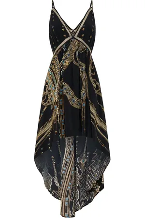 Camilla Kjole, Dame, Flerfarvet, S, Uld, Stropløs High Low Kjole Kald MIG Cleopatra
