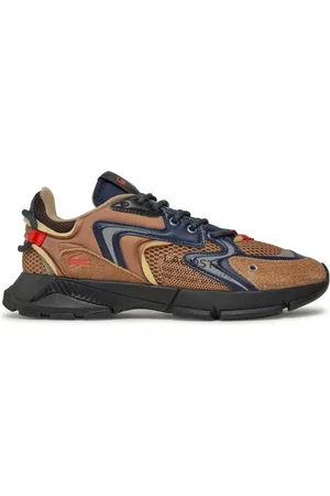Lacoste Sko, Herre, Brun, 44 EU, Læder, Athleisure Læder Mesh Sneakers Brun