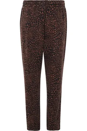 ONLY Bukser, Dame, Brun, S, Bomuld, Sweatpants med elastisk talje og dyreprint