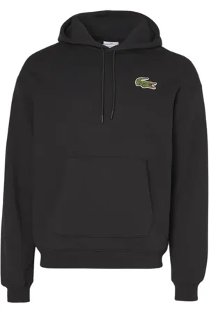 Lacoste Sweathshirts & Hoodies, Herre, Sort, M, Bomuld, Oversized Hættetrøje med Krokodillebroderi