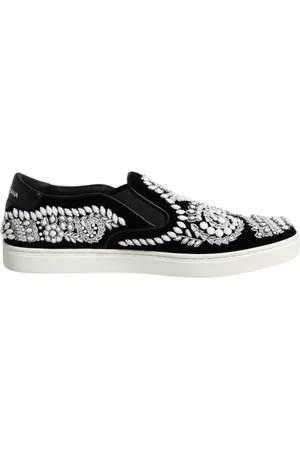 Dolce & Gabbana Sko, Herre, Sort, 41 EU, Bomuld, Velour Slip-On Sko med Gummisål