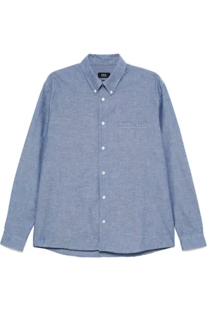 A.P.C. Skjorte, Herre, Blå, XL, Bomuld, Broderet Edouard Skjorte