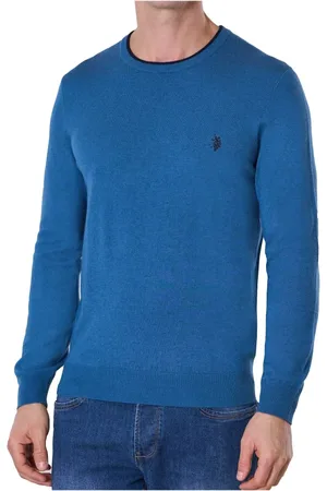 U.S. Polo Assn. Strik, Herre, Blå, XL, Uld, Stilfuld Sweater 66970