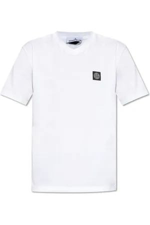 Stone Island Top, Herre, Hvid, XL, Bomuld, T-shirt med logo