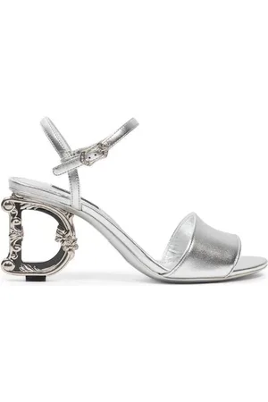 Dolce & Gabbana Sko, Dame, Grå, 37 EU, Læder, Sølv Læder Strappy Sandal