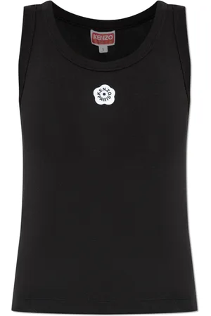 Kenzo Top, Dame, Sort, M, Bomuld, Top med logo patch