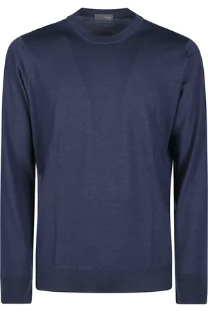 DRUMOHR Strik, Herre, Blå, M, Kort Crewneck Strik Sweater