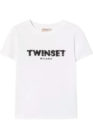 Twin-Set Top, Dame, Hvid, S, Broderet Logo Bogstav T-shirt