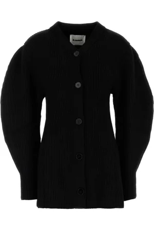 Jil Sander Strik, Dame, Sort, S, Uld, Stilfuld Sort Uld Cardigan