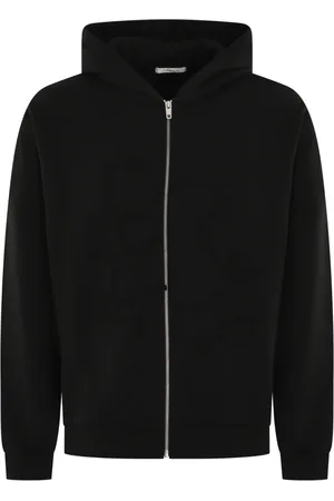 FLÂNEUR Sweathshirts & Hoodies, Herre, Sort, M, Uld, Blomster Patches Lynlås Hættetrøje