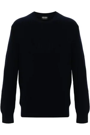 Ermenegildo Zegna Strik, Herre, Sort, M, Cashmere, B98 Crewneck Sweater